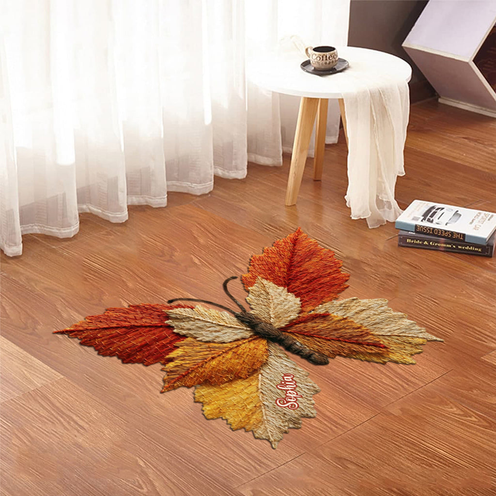 Autumn Butterfly - Personalized Butterfly Shaped Doormat/ Rug