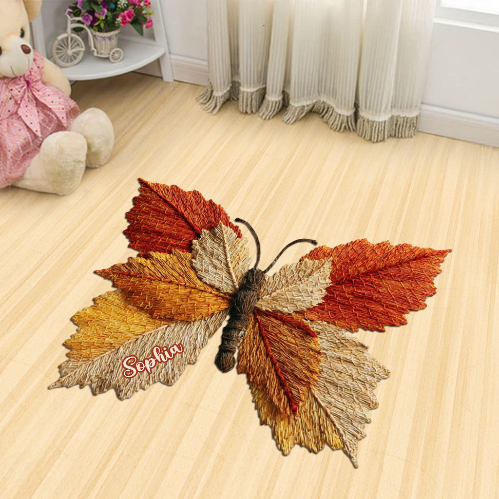 Autumn Butterfly - Personalized Butterfly Shaped Doormat/ Rug