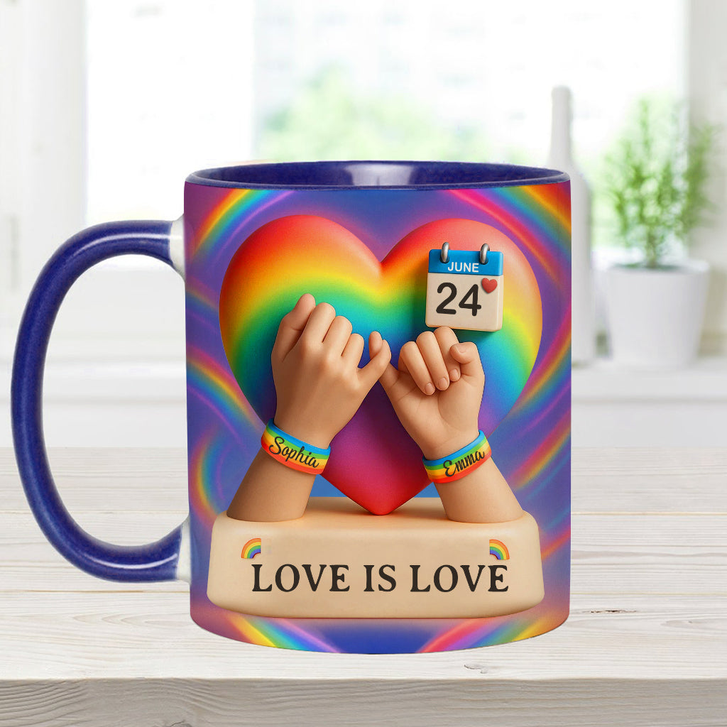 Love Is Love - Personalized LGBT Support Accent Mug