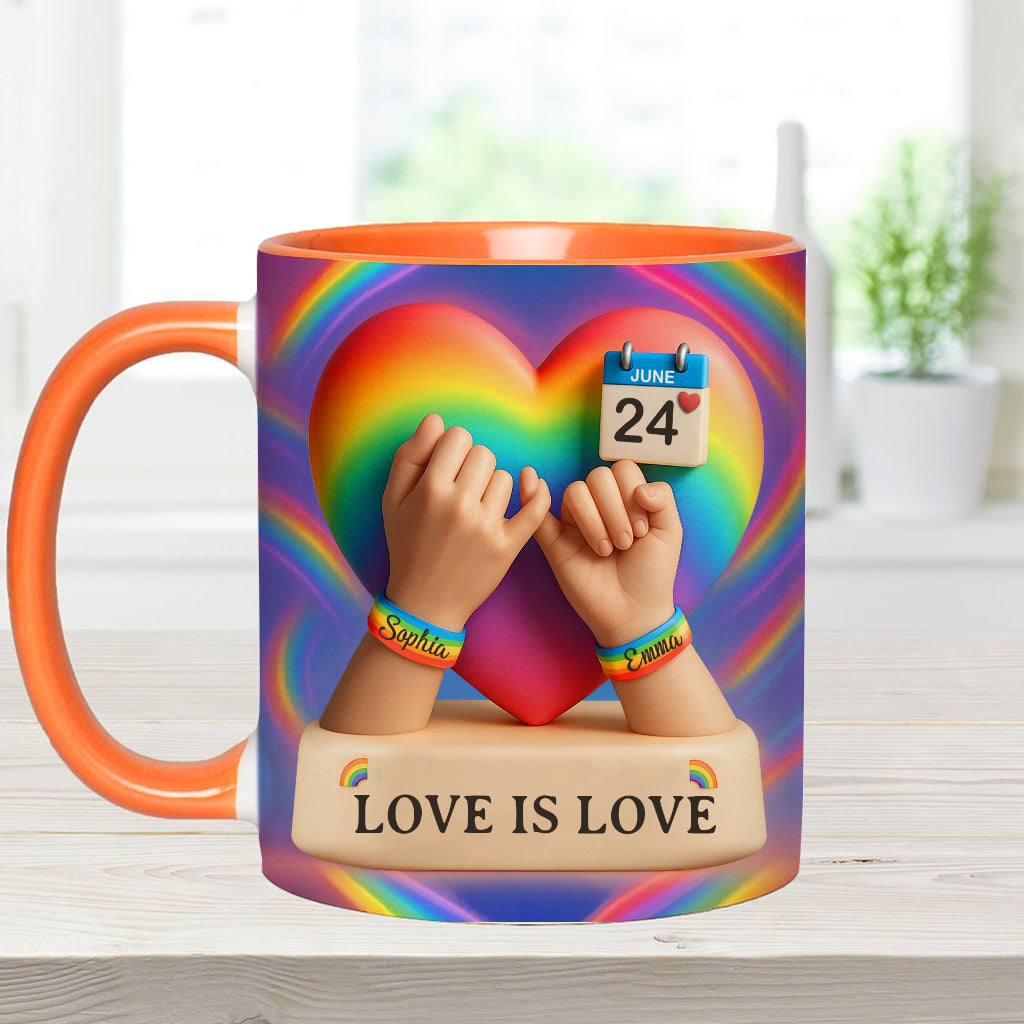 Love Is Love - Personalized LGBT Support Accent Mug