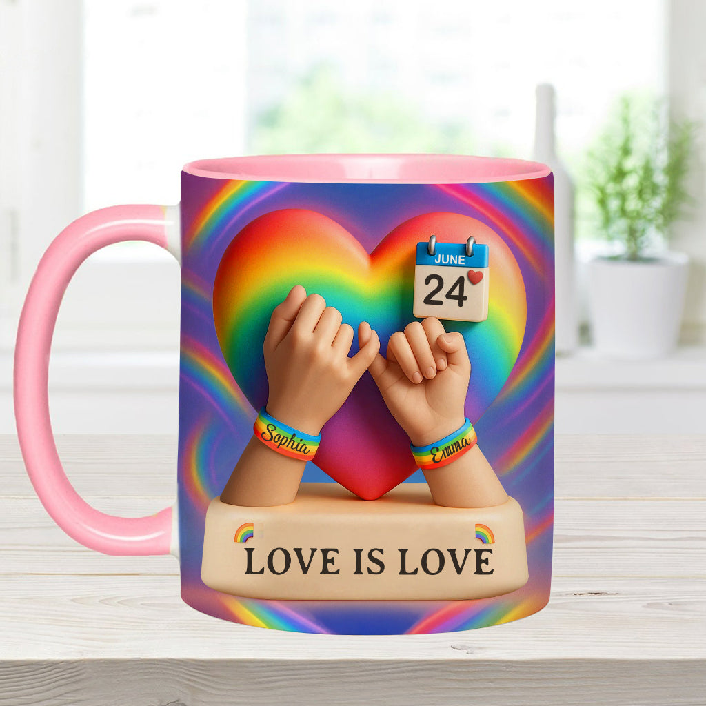 Love Is Love - Personalized LGBT Support Accent Mug