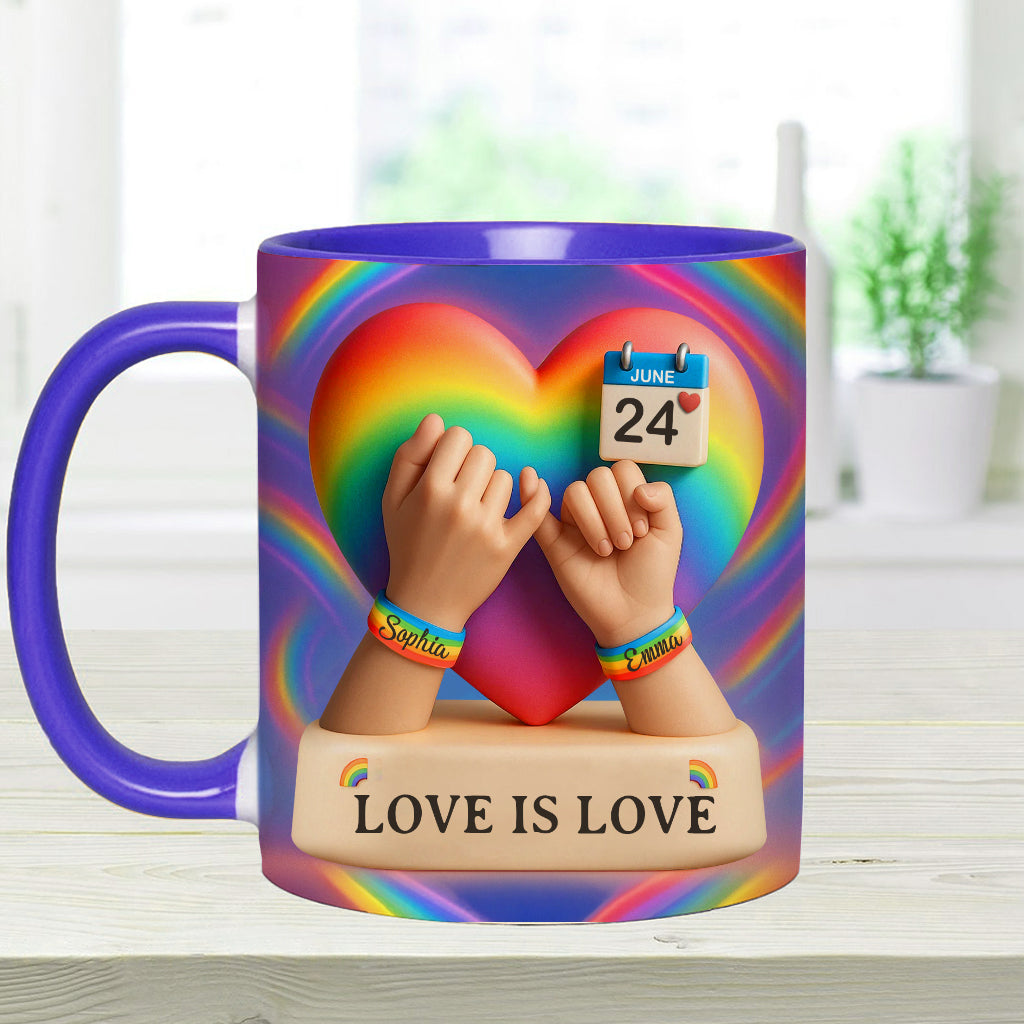 Love Is Love - Personalized LGBT Support Accent Mug