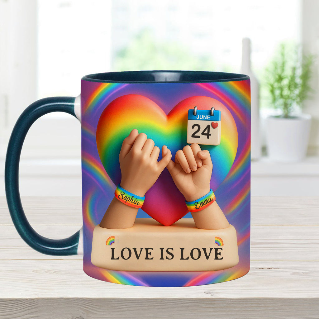 Love Is Love - Personalized LGBT Support Accent Mug