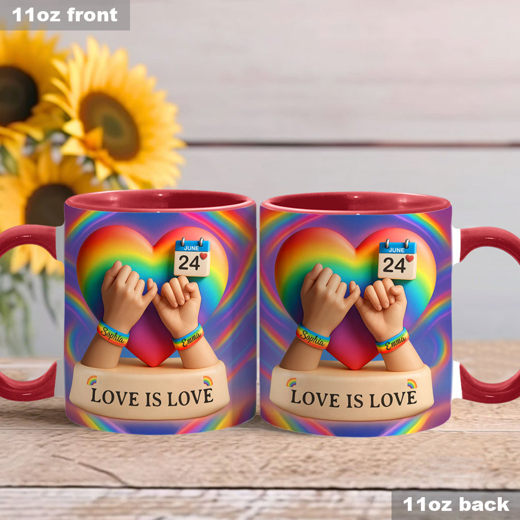 Love Is Love - Personalized LGBT Support Accent Mug