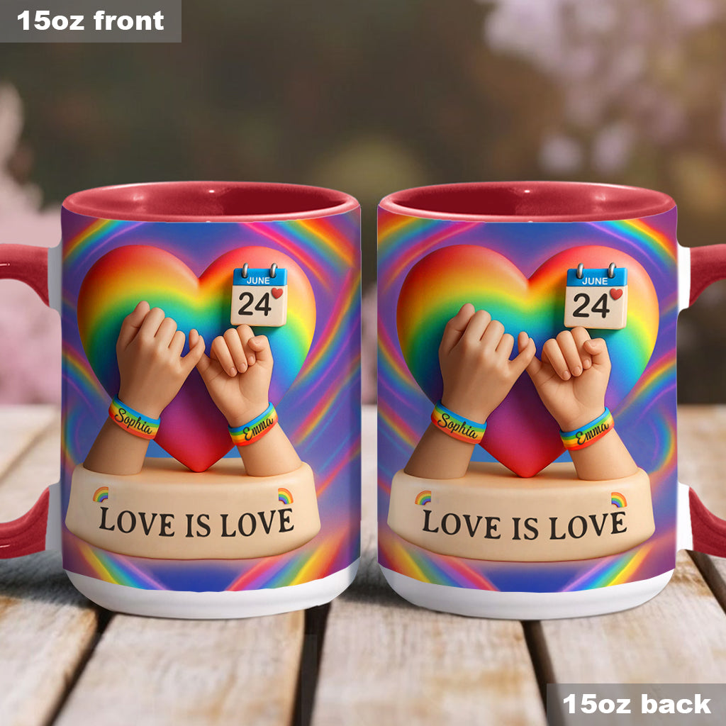 Love Is Love - Personalized LGBT Support Accent Mug