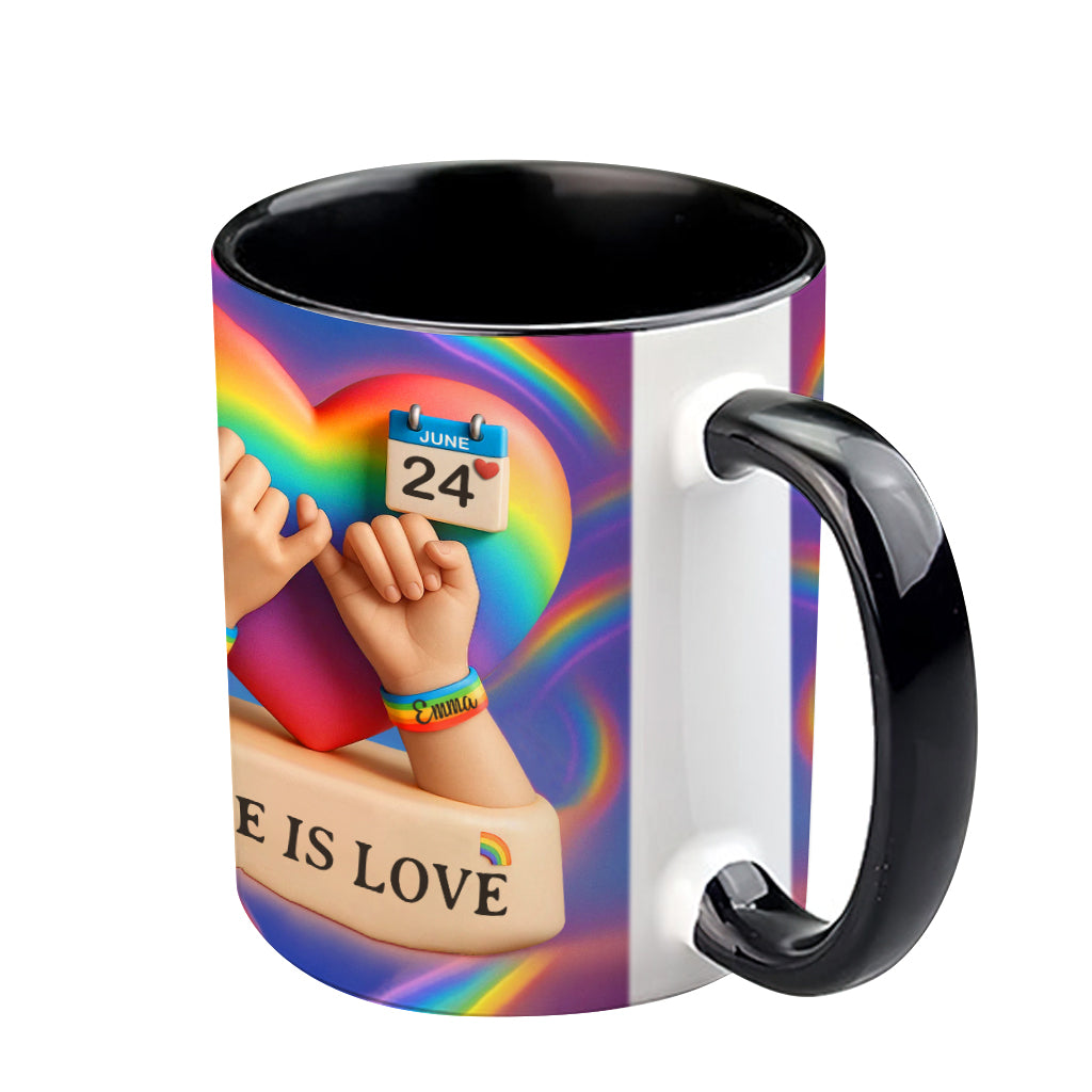 Love Is Love - Personalized LGBT Support Accent Mug