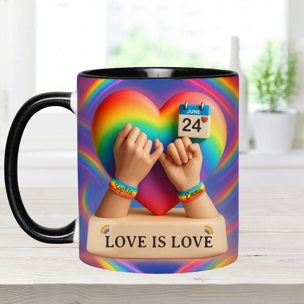 Love Is Love - Personalized LGBT Support Accent Mug