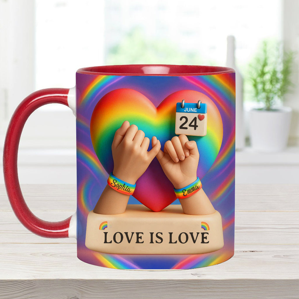 Love Is Love - Personalized LGBT Support Accent Mug