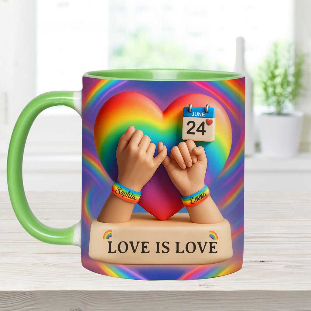 Love Is Love - Personalized LGBT Support Accent Mug