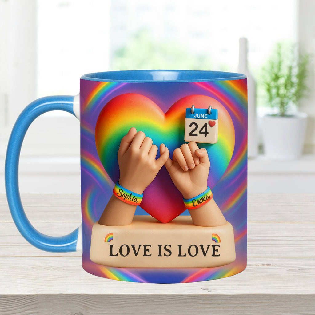 Love Is Love - Personalized LGBT Support Accent Mug