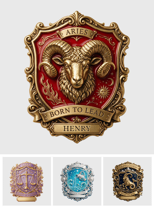 Zodiac Sign Luxury Brooch - Personalized Horoscope 3D Embossed Enamel Pin