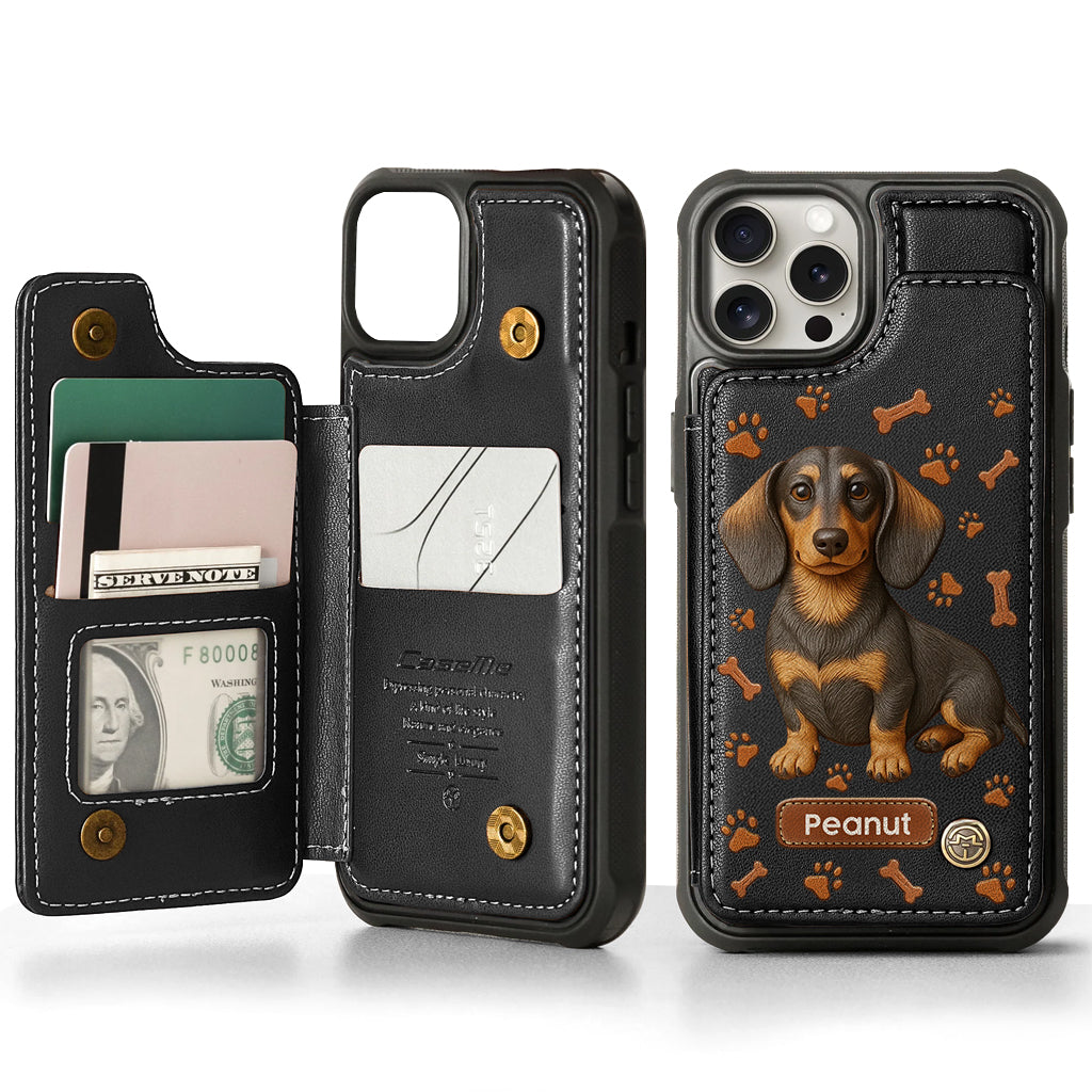 Love My Dog - Personalized Dachshund Wallet Phone Case