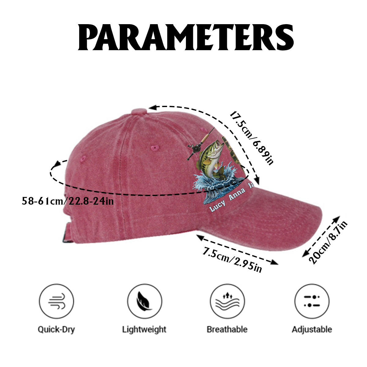 Reel Cool Dad - Personalized Fishing Washed Denim Cap