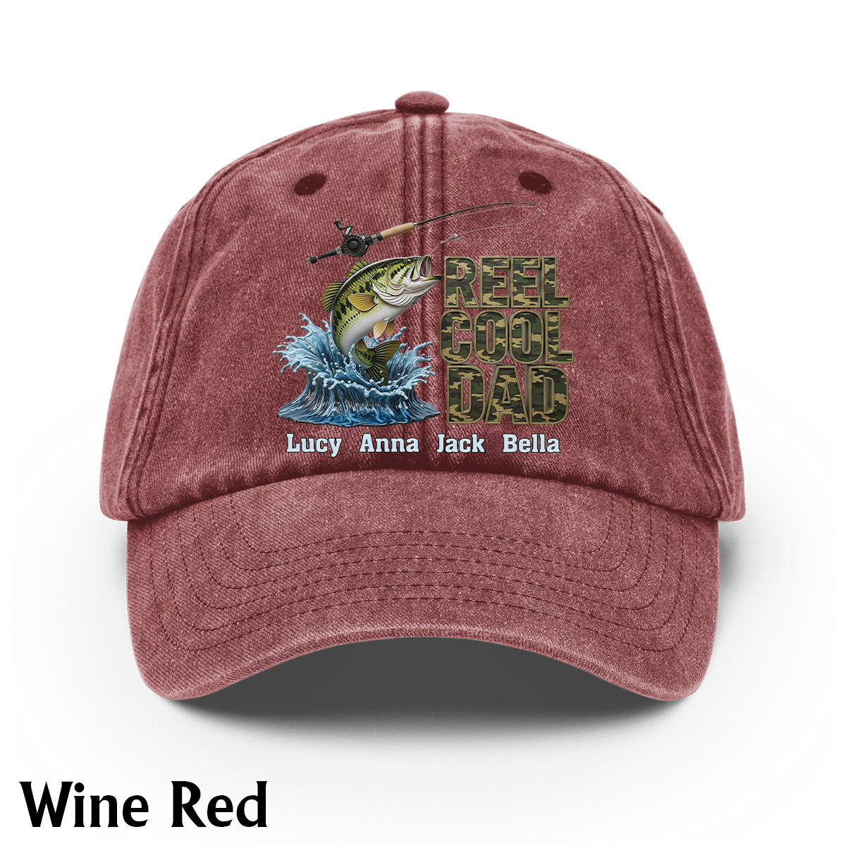 Reel Cool Dad - Personalized Fishing Washed Denim Cap