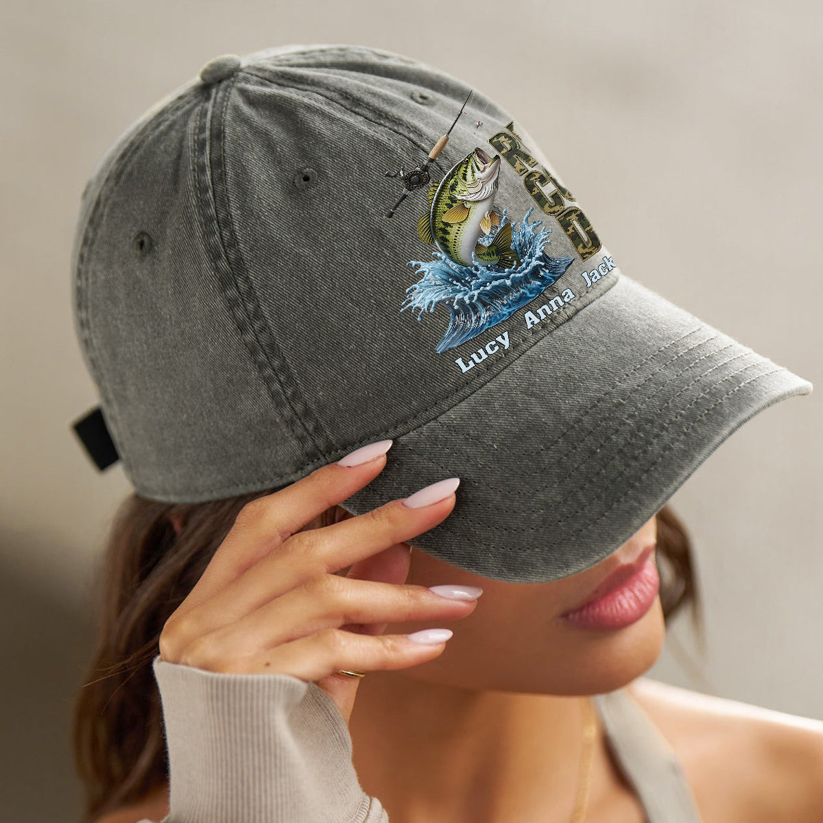 Reel Cool Dad - Personalized Fishing Washed Denim Cap
