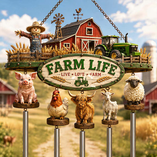 Farm Life - Personalized Farmer Wind Chime With Charm