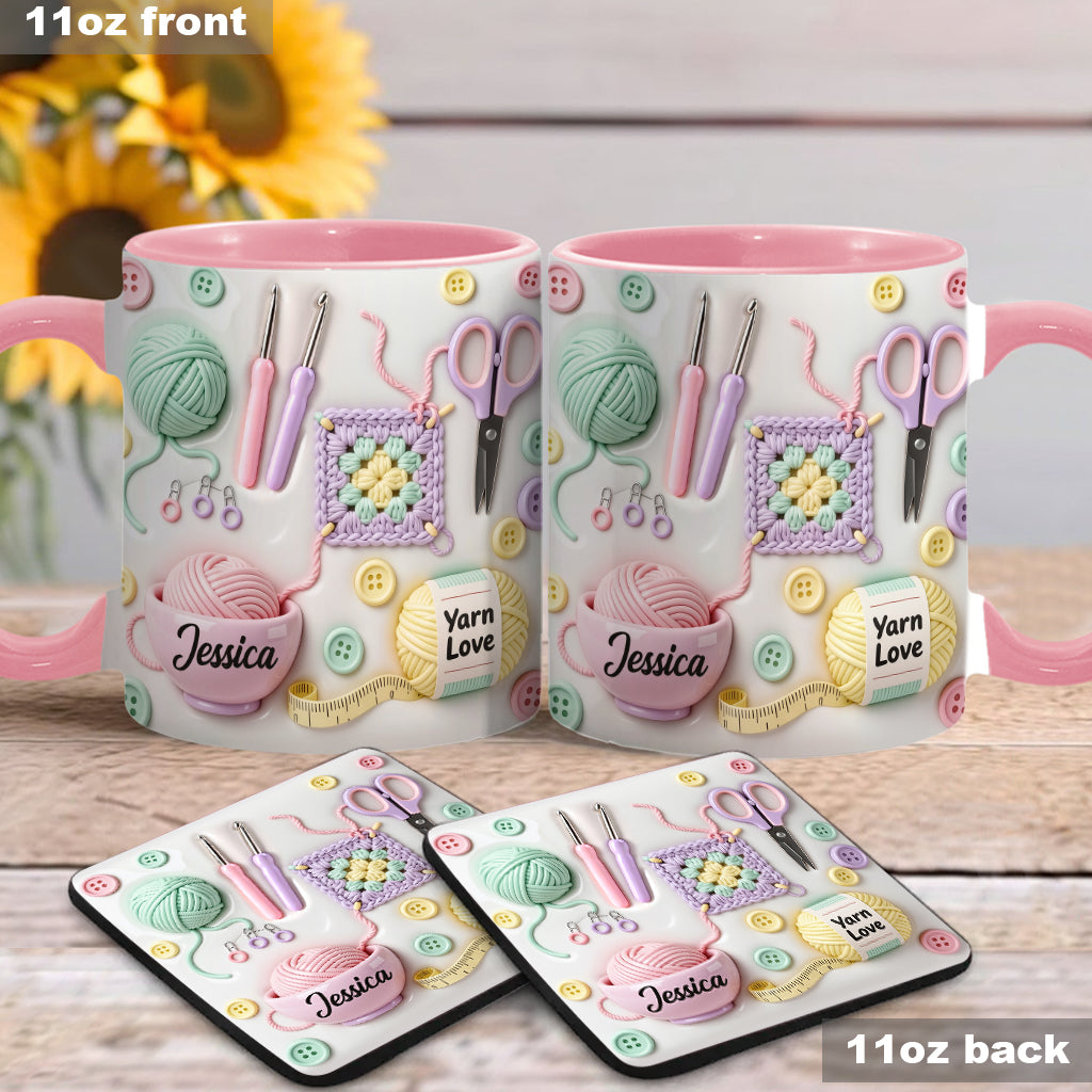 Love Crocheting - Personalized Crocheting Accent Mug & Coaster