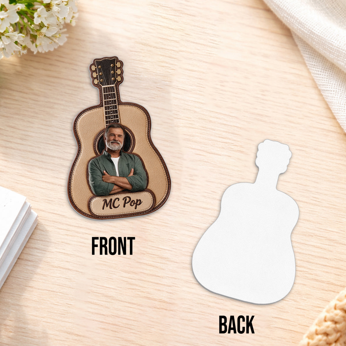 Custom From Any Photo - Personalized Guitar Changeable Leather Patch Backpack
