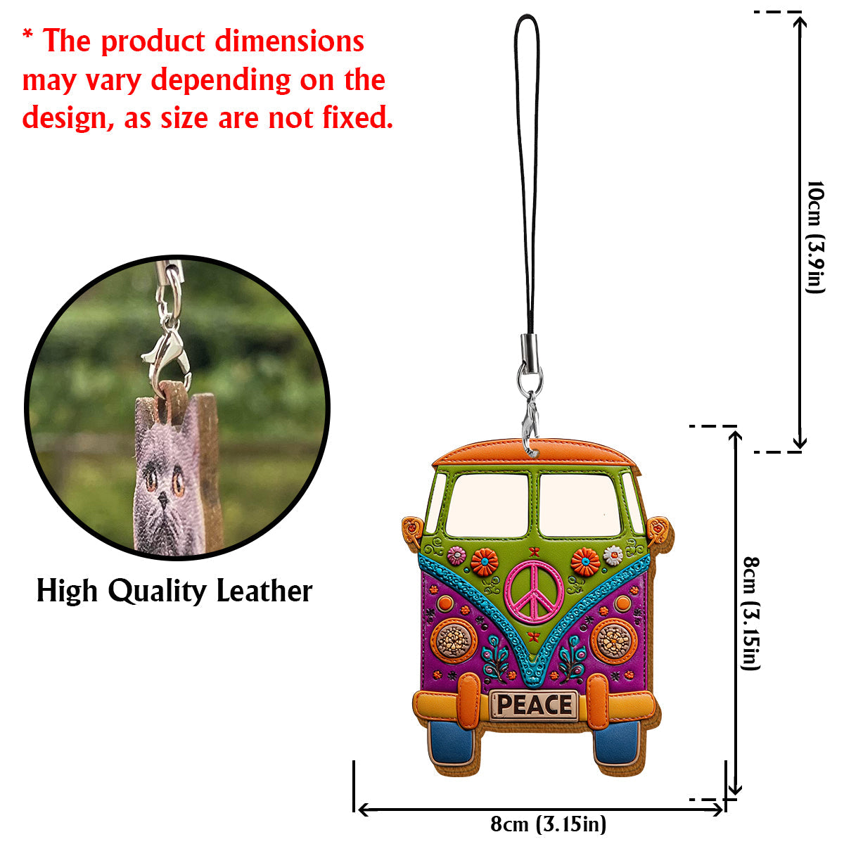 Peace Bus - Personalized Hippie Wallet Phone Case With Leather Charm