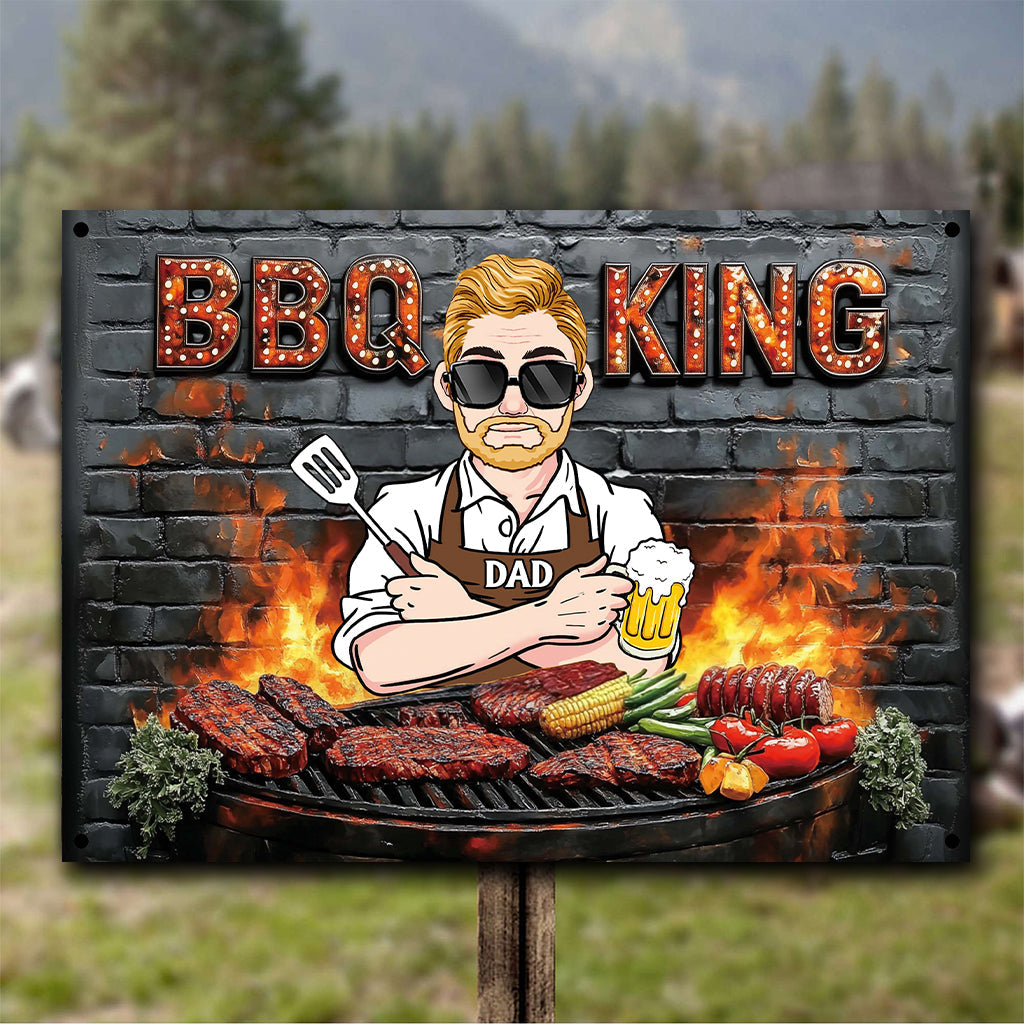 BBQ King, Gift For Dad, Husband... - Personalized Father Rectangle Metal Sign