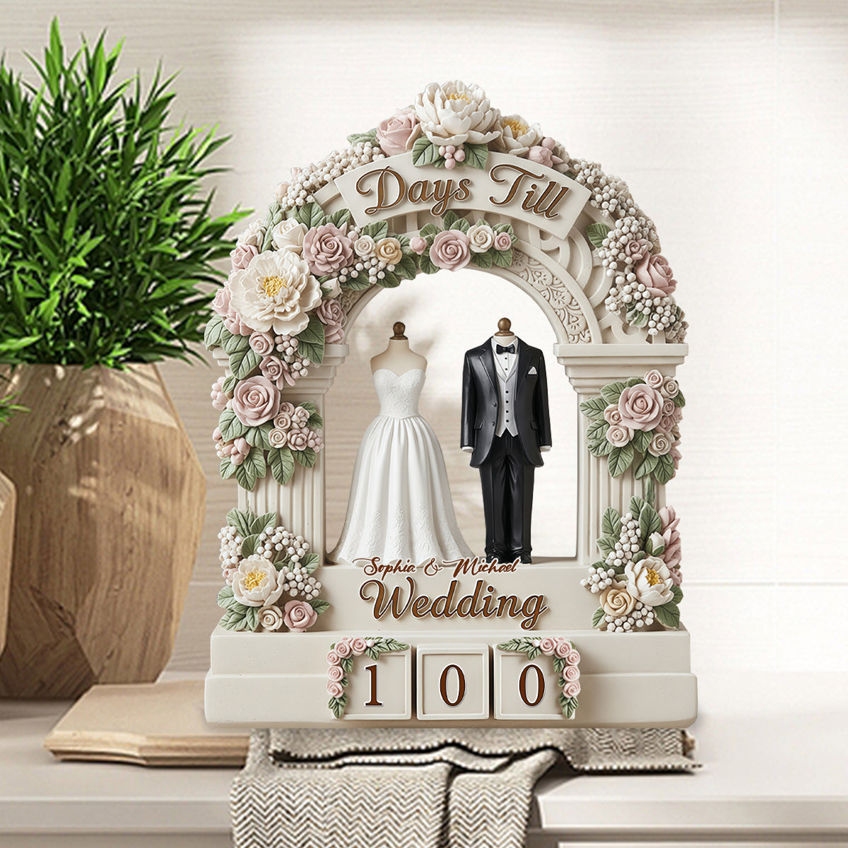 Wedding Countdown - Personalized Couple Interchangeable Plaque