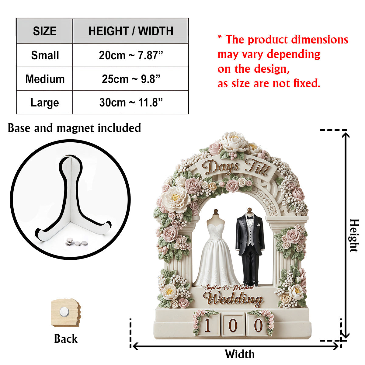 Wedding Countdown - Personalized Couple Interchangeable Plaque