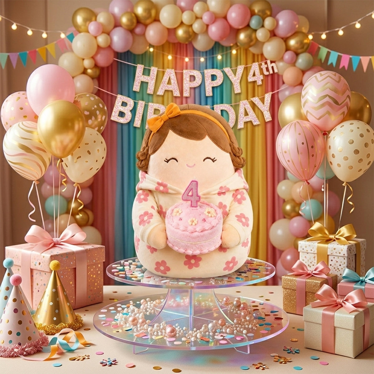 Birthday Figure - Personalized Birthday Premium Faux Fur Pillow