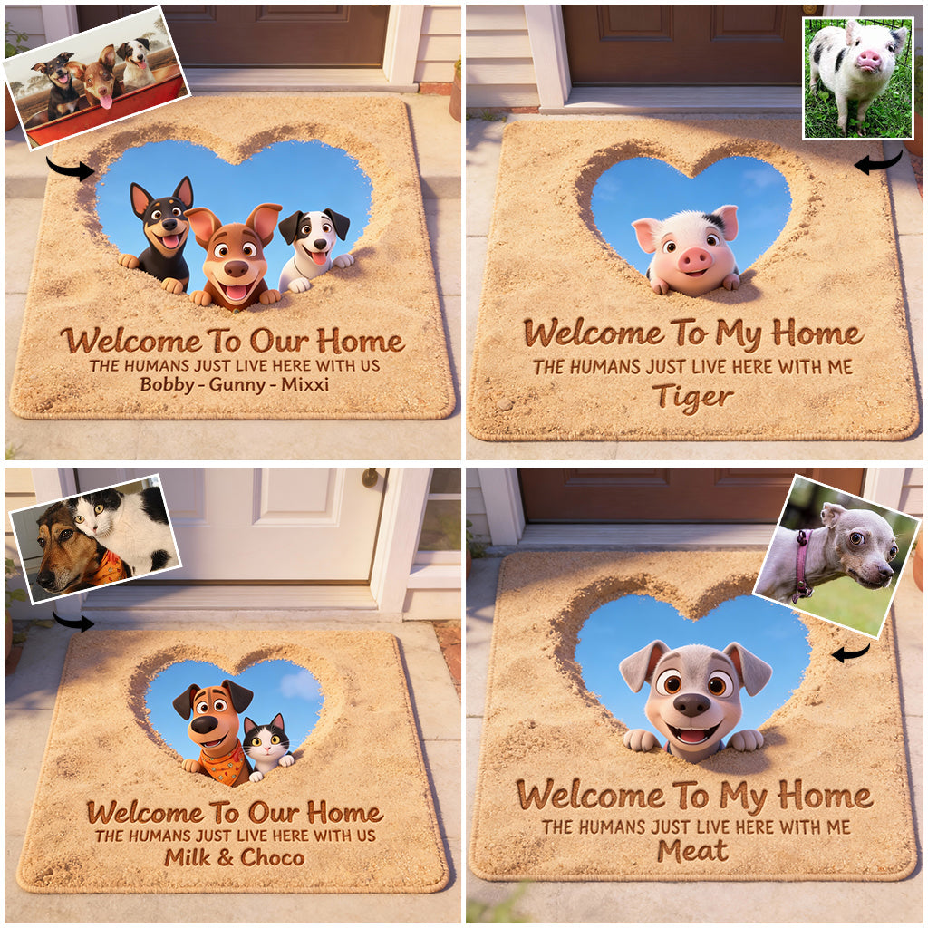 Welcome To Our Home - Personalized Dog Shaped Doormat/ Rug