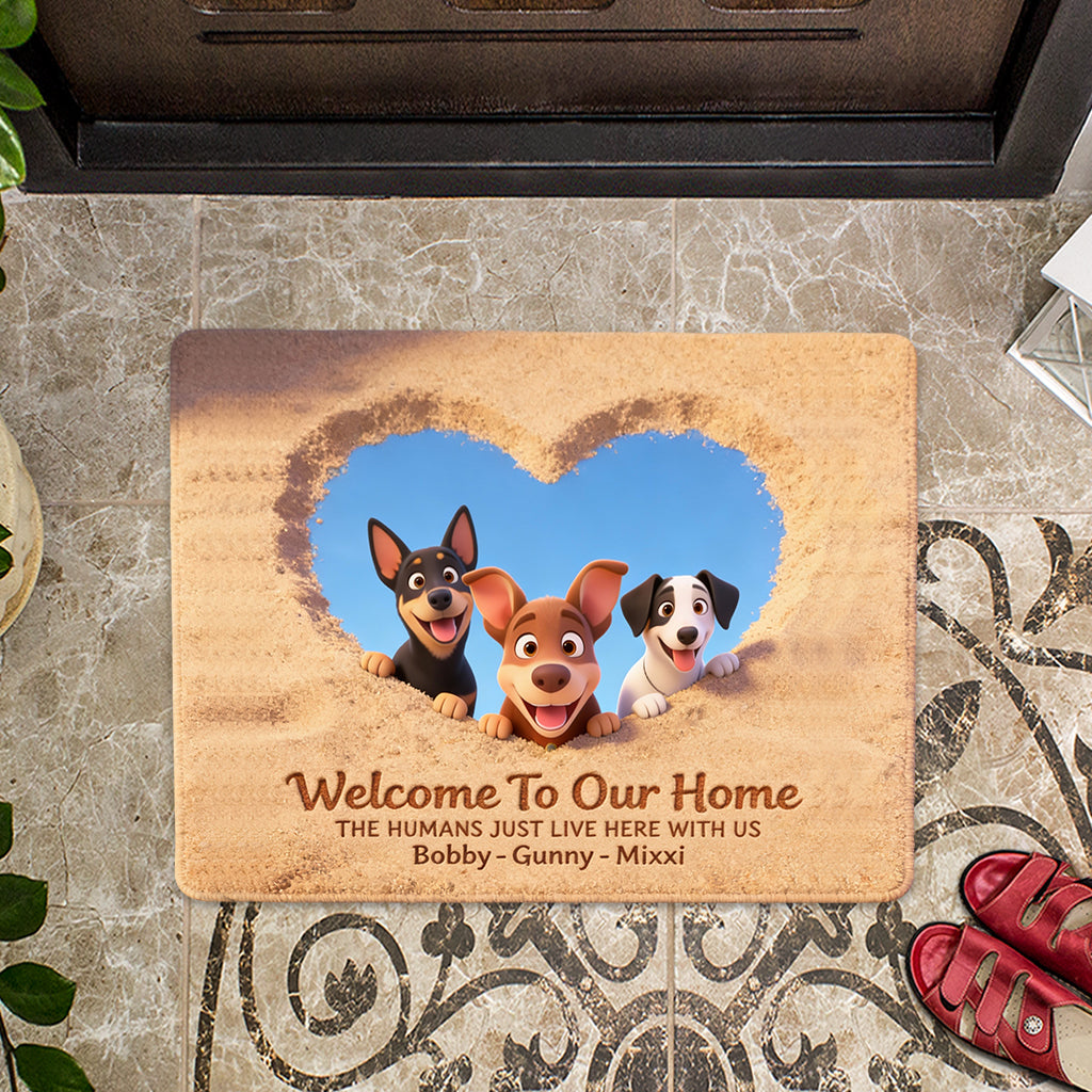 Welcome To Our Home - Personalized Dog Shaped Doormat/ Rug