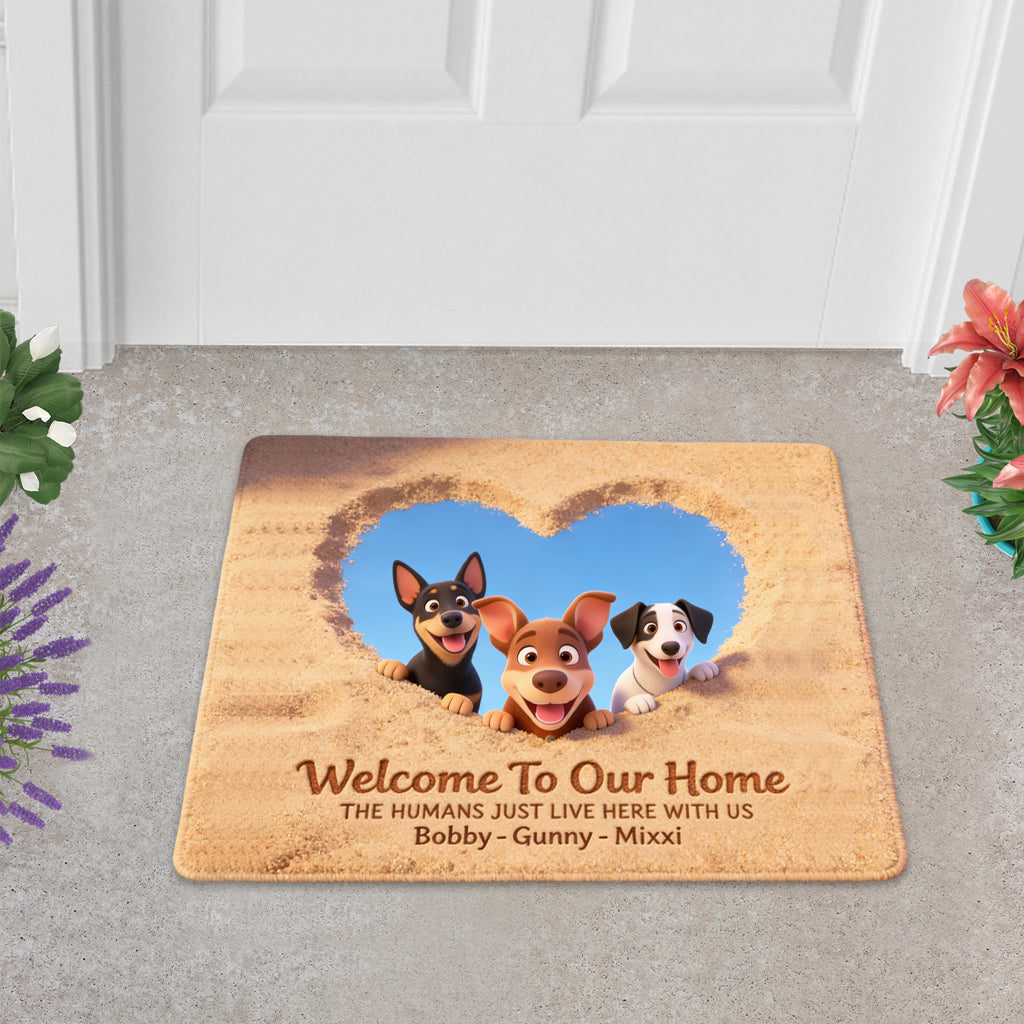 Welcome To Our Home - Personalized Dog Shaped Doormat/ Rug