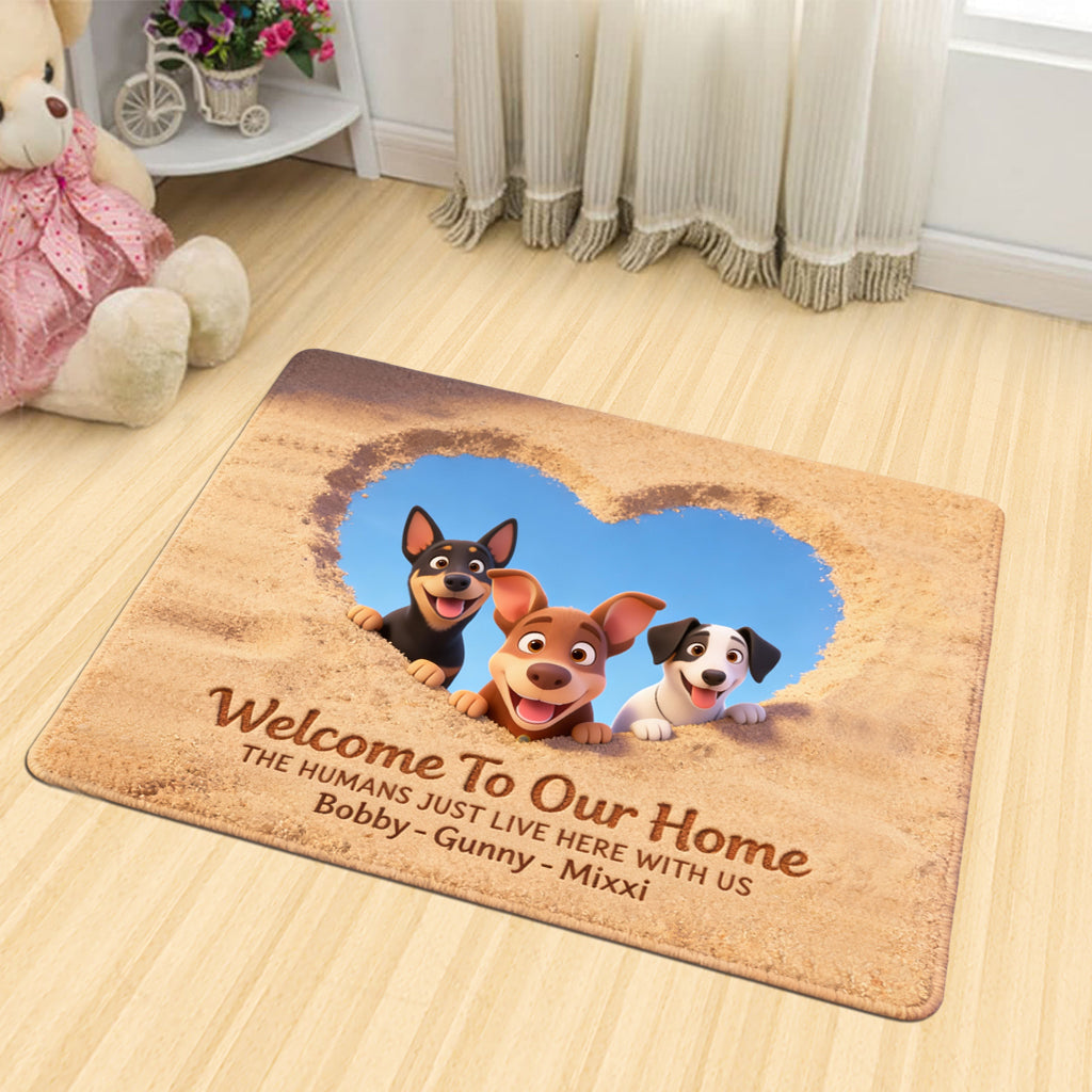 Welcome To Our Home - Personalized Dog Shaped Doormat/ Rug