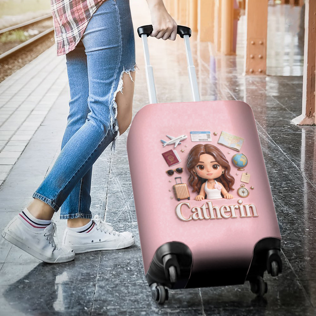 Traveling Lover - Personalized Travelling Luggage Cover