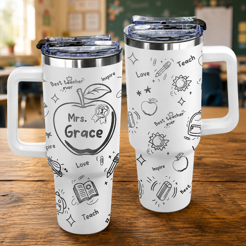 Back To School - Personalized Teacher Tumbler With Handle