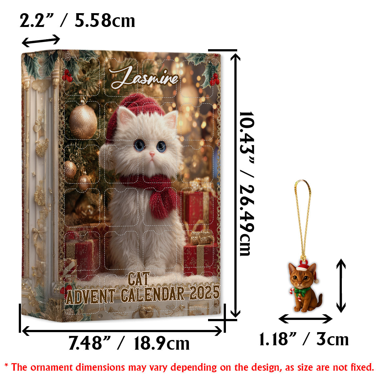 Love Cat - Personalized Cat Advent Calendar With Ornaments