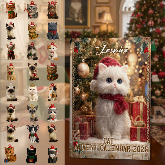 Love Cat - Personalized Cat Advent Calendar With Ornaments