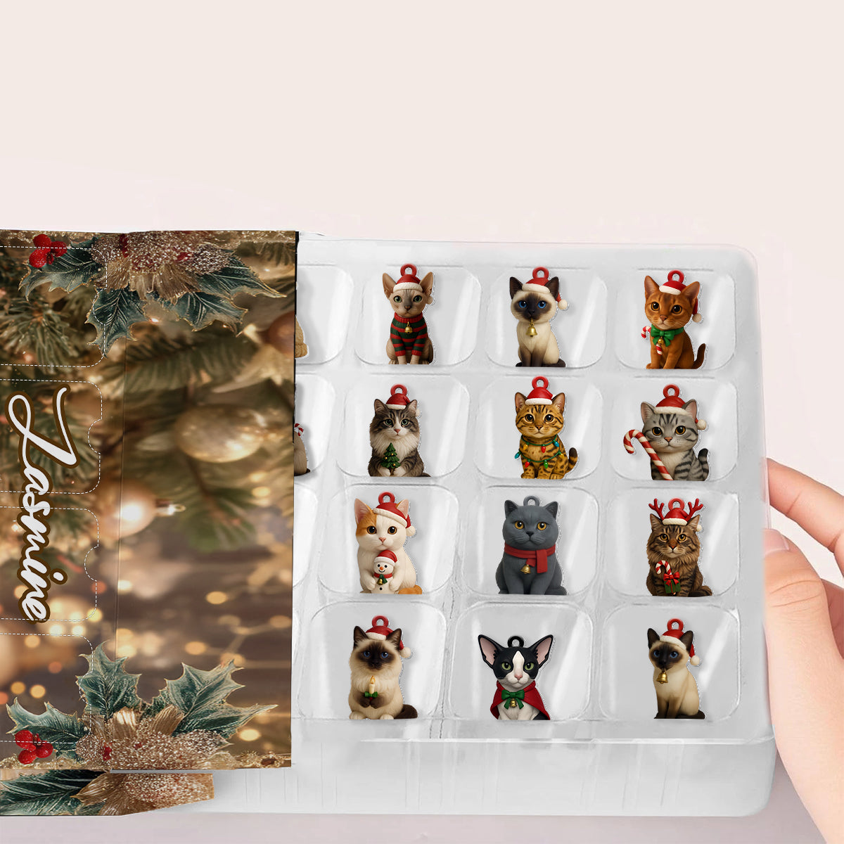 Love Cat - Personalized Cat Advent Calendar With Ornaments