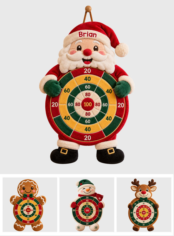 Ready, Aim, Giggle! - Personalized Christmas Sticky Ball Dart Board Set