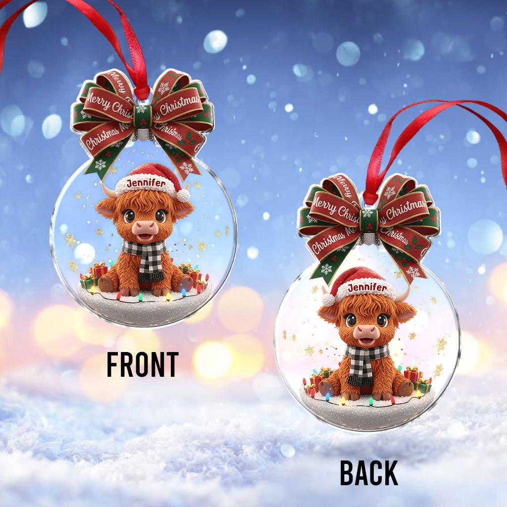Merry Christmas - Personalized Highland Cow Ornament