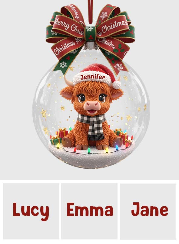Merry Christmas - Personalized Highland Cow Ornament