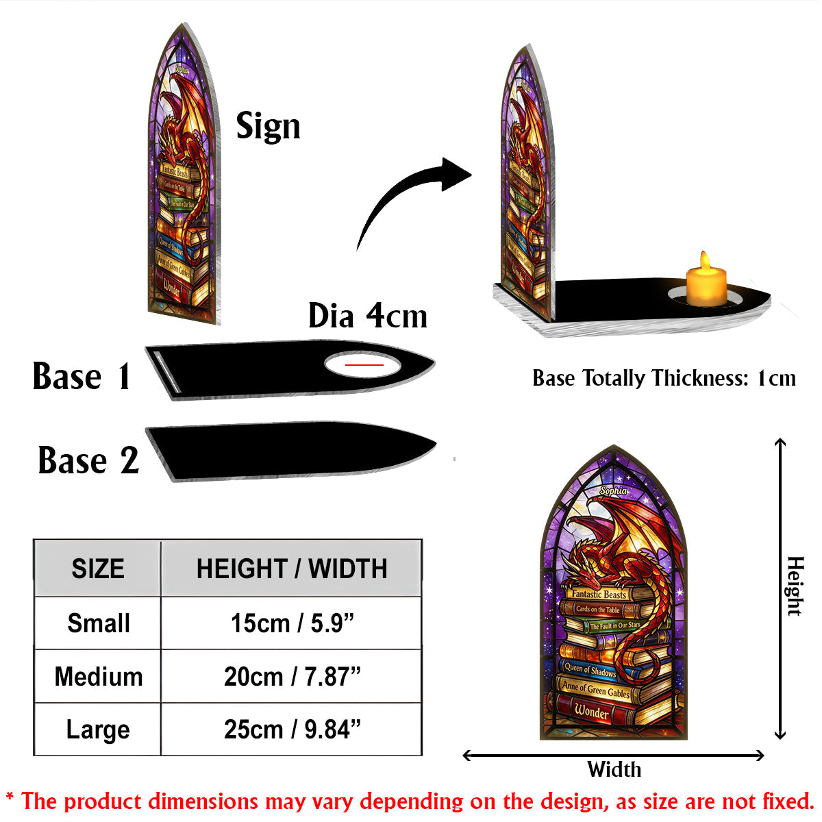 Fantasy Dragon - Personalized Book Candle Holder Sign