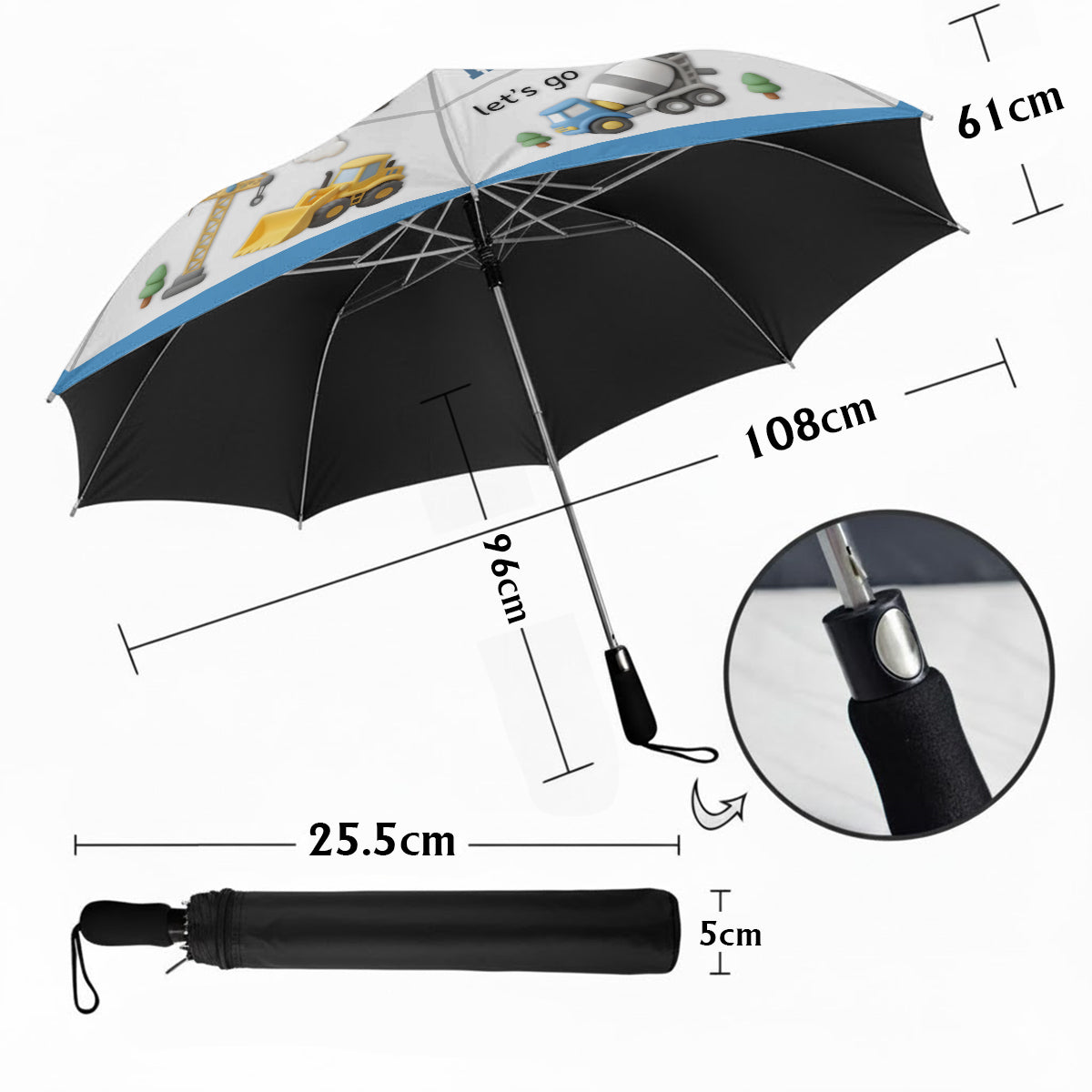 Construction Machines - Personalized Kid Umbrella