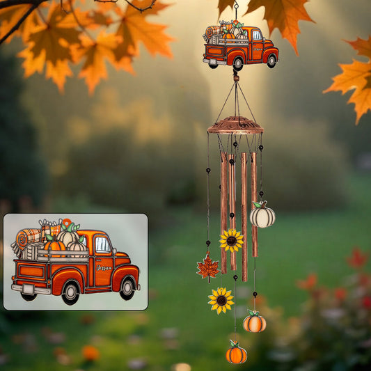Autumn Truck - Personalized Autumn Wind Chime With Charms