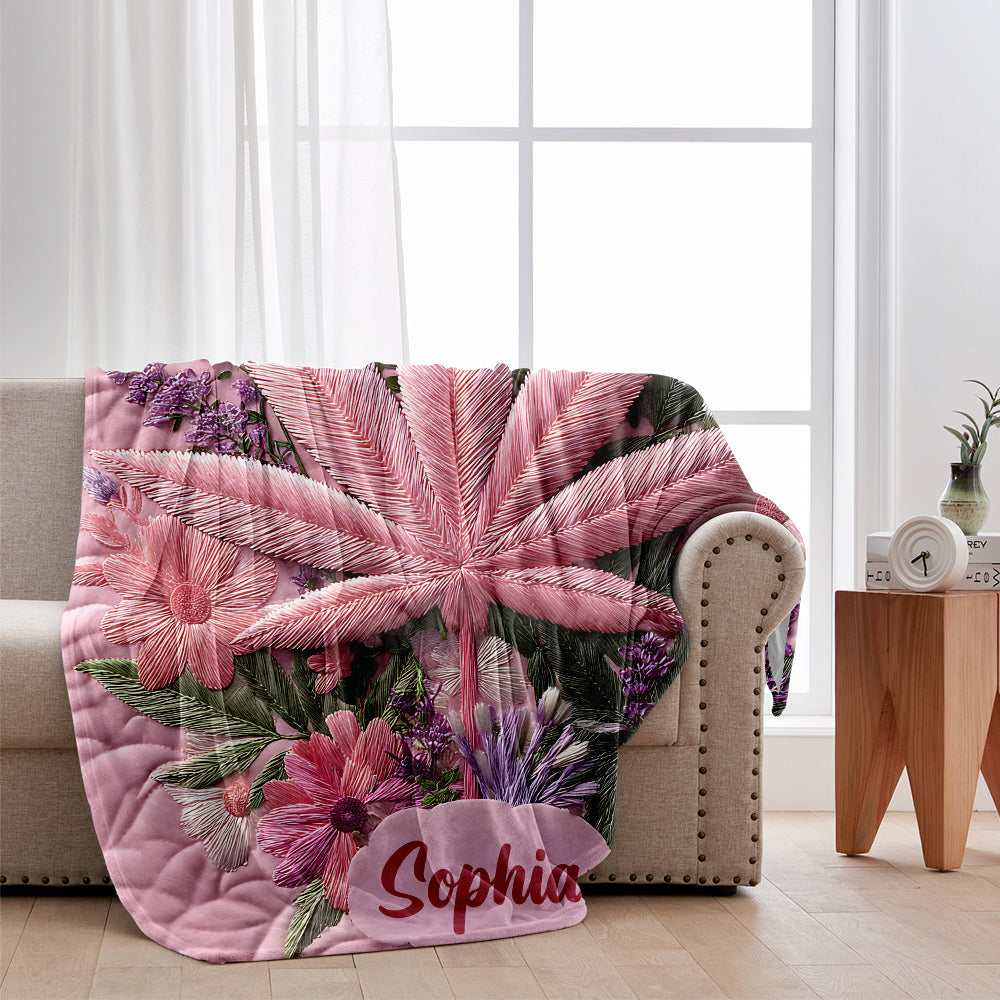 Pink Stoner Chick - Personalized Weed Blanket