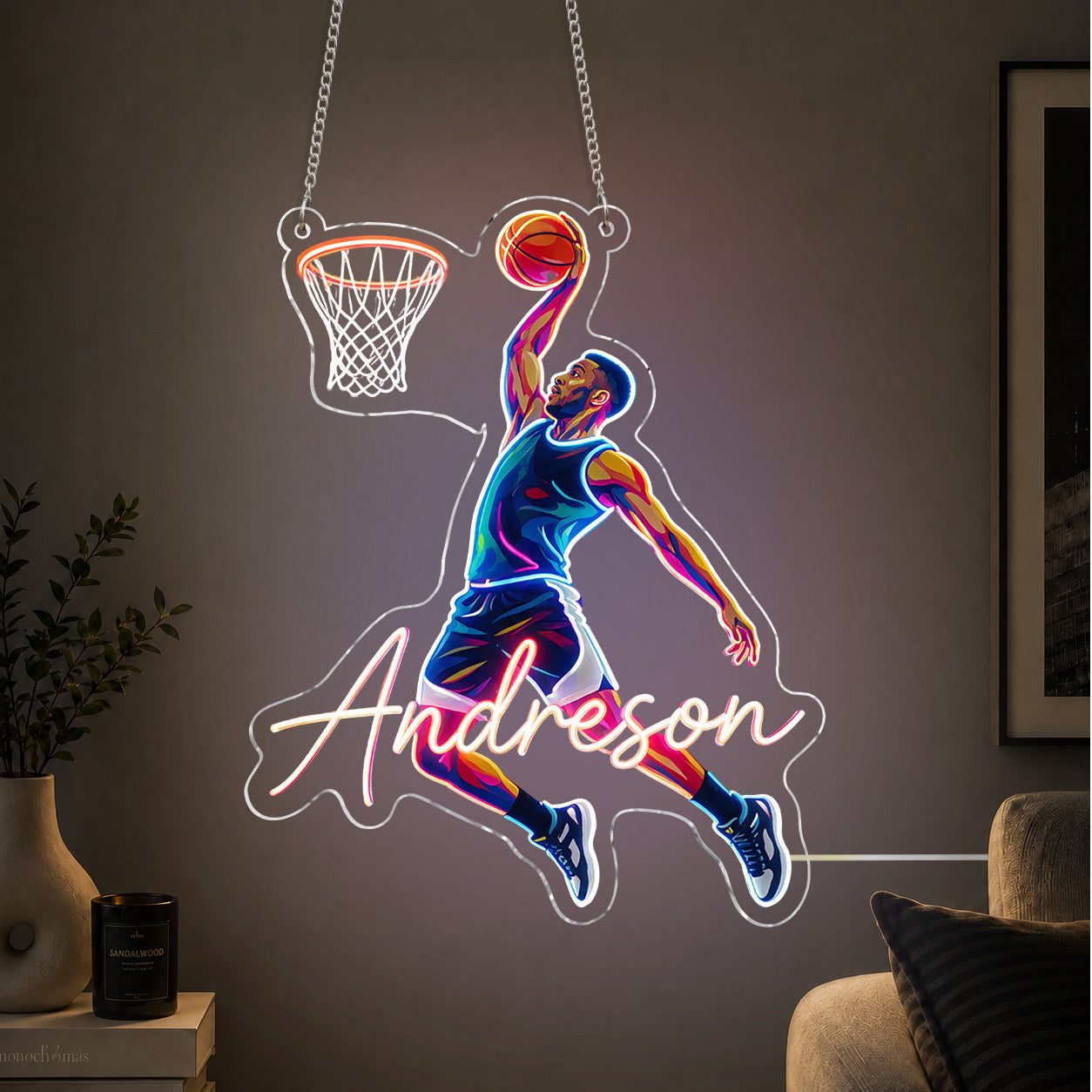 Custom From Any Photo For Any Sport - Personalized Basketball Neon LED Light Sign