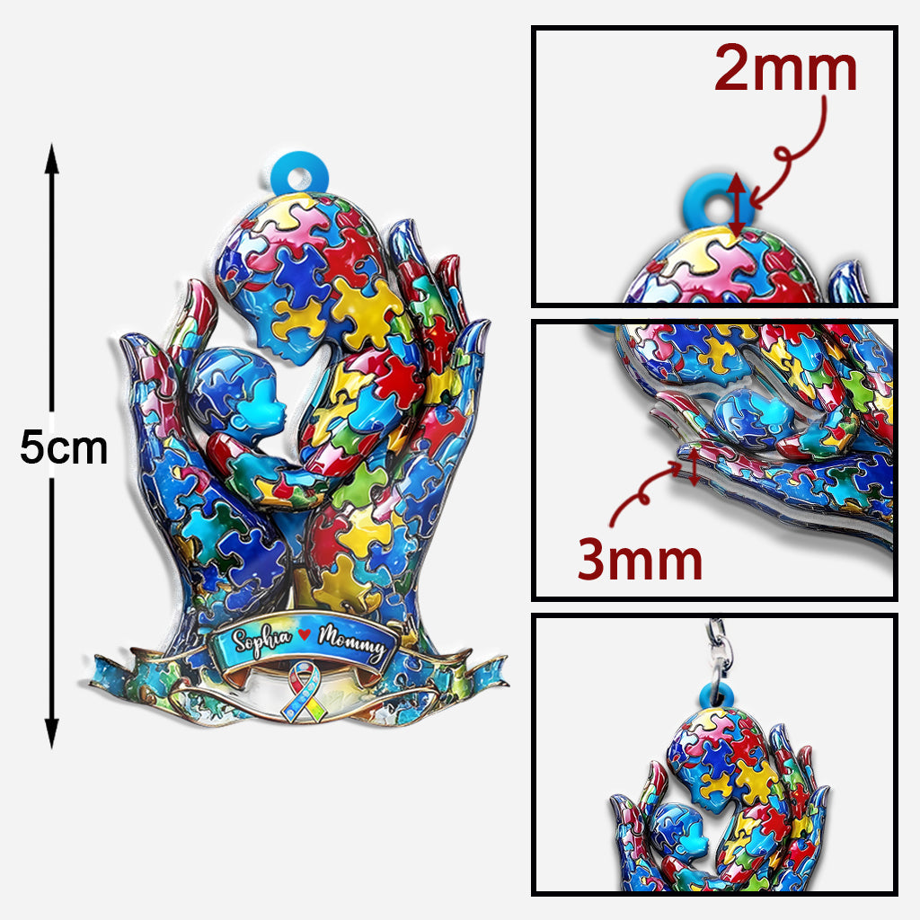 Mom And Kid - Personalized Autism Awareness Keychain