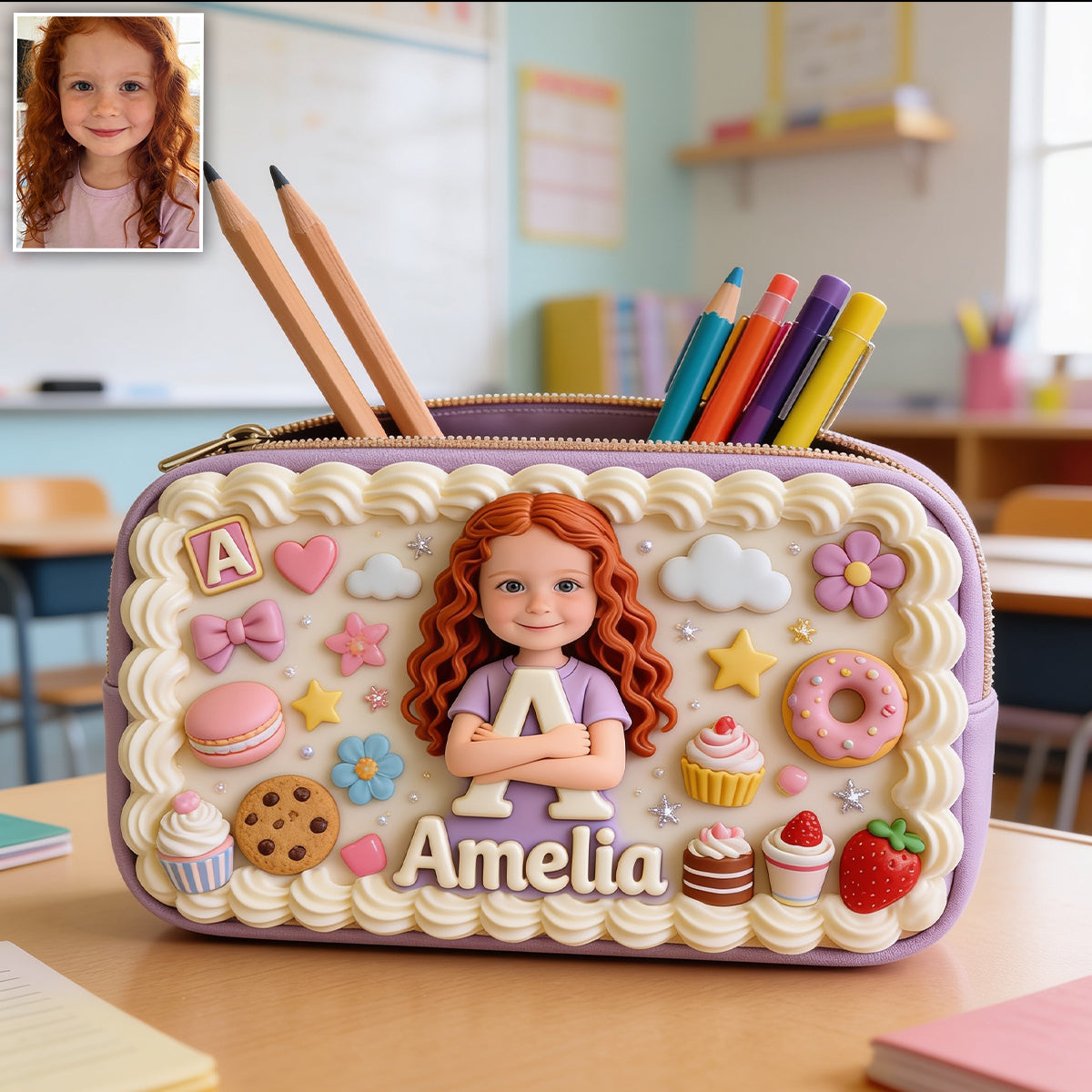 Sweet Day Back To School - Any Photo - Personalized Kid Pencil Case