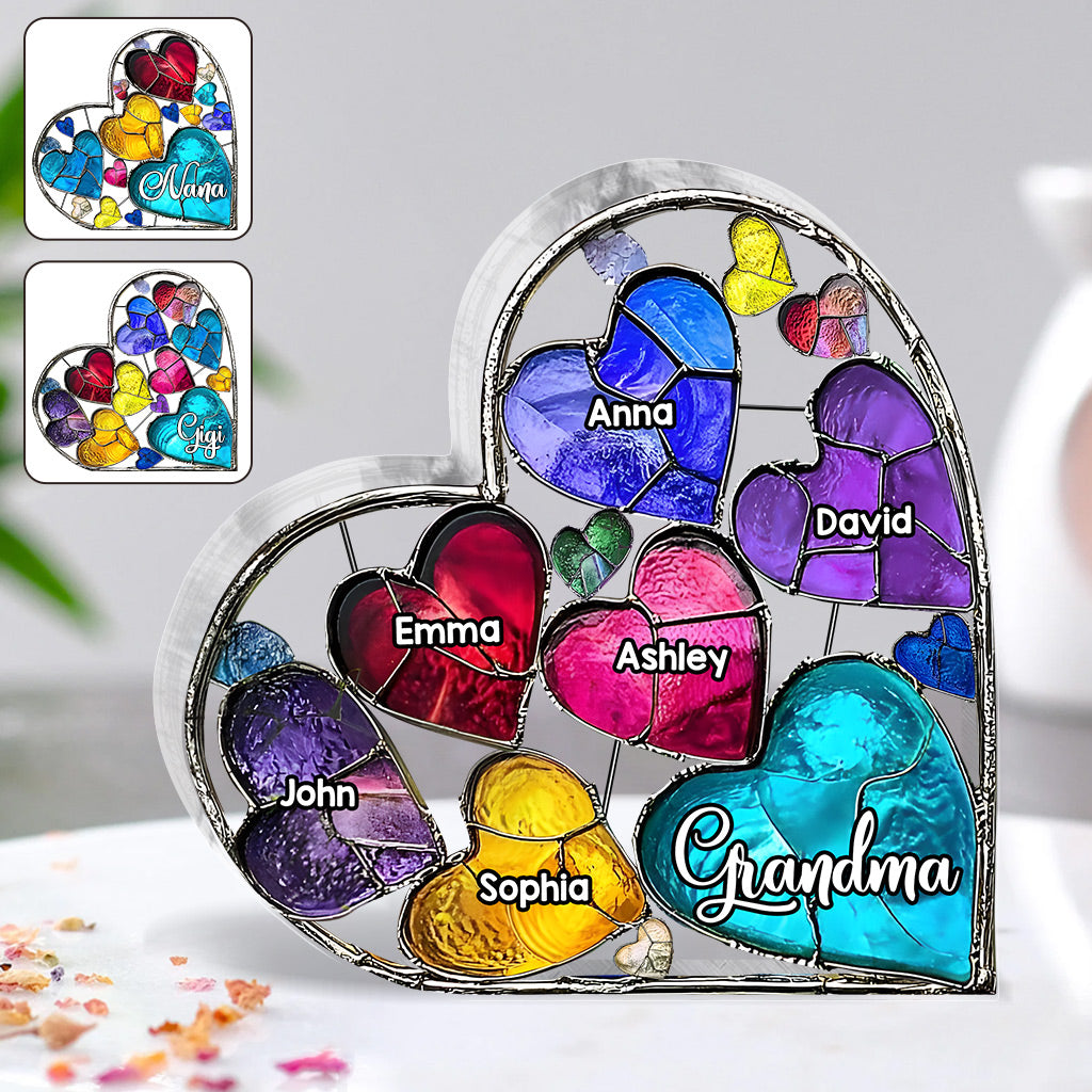 Grandma's Mom's Sweethearts - Personalized Grandma Custom Shaped Acrylic Plaque
