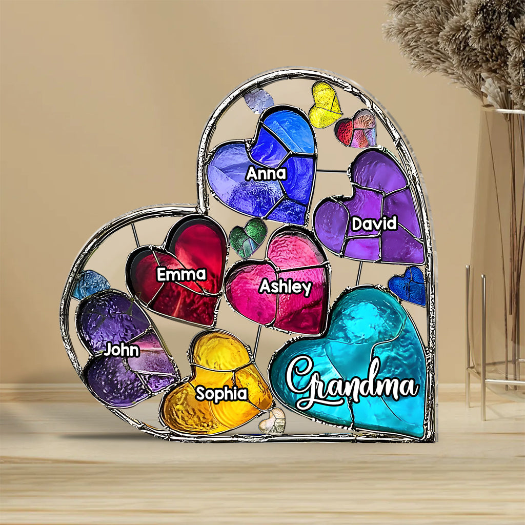 Grandma's Mom's Sweethearts - Personalized Grandma Custom Shaped Acrylic Plaque