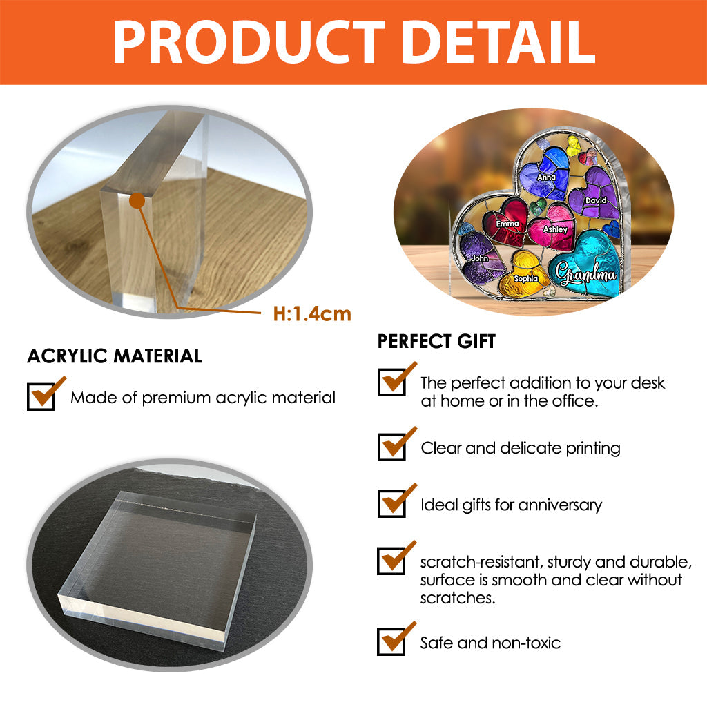 Grandma's Mom's Sweethearts - Personalized Grandma Custom Shaped Acrylic Plaque