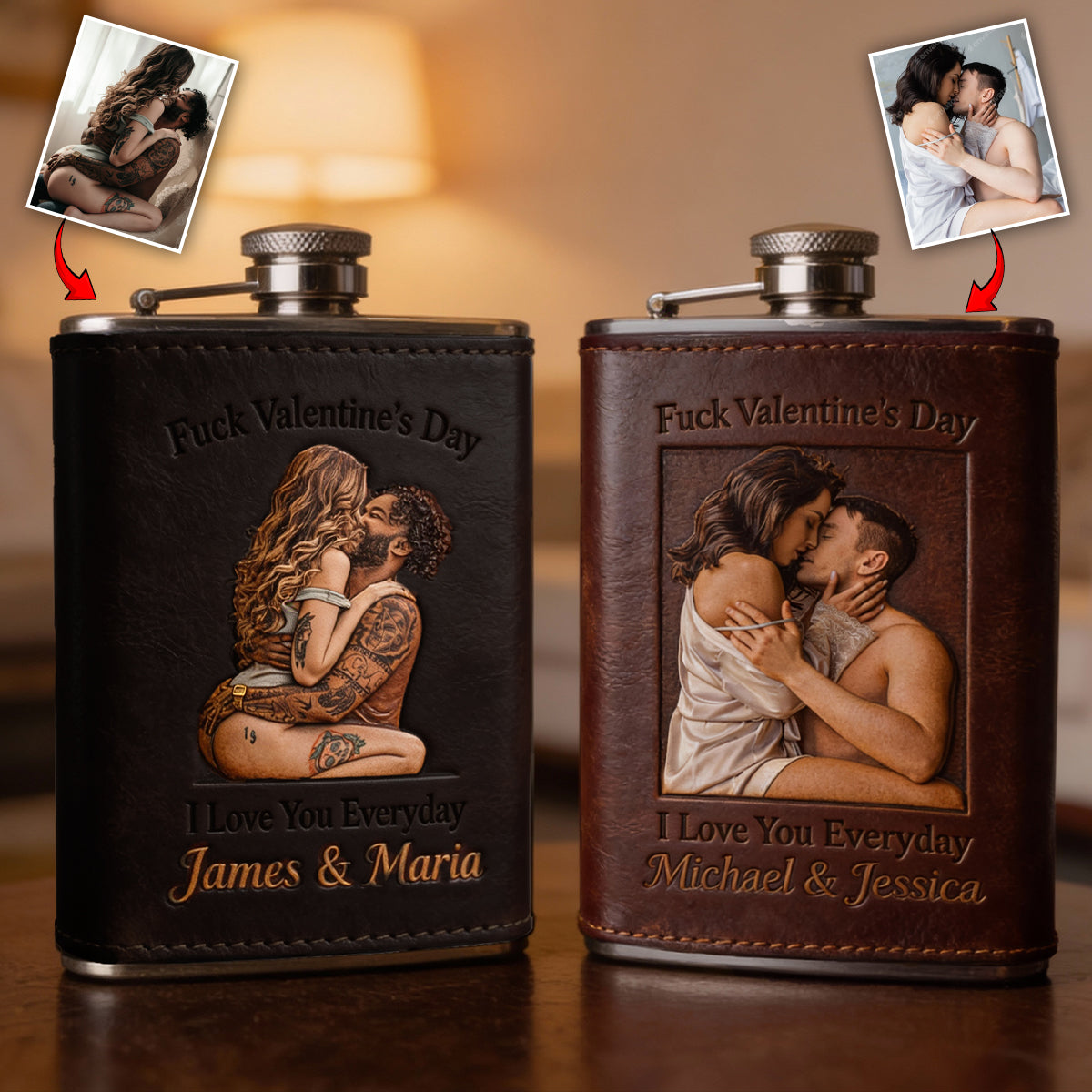 I Love You Everyday - Personalized Spicy Couple Hip Flask